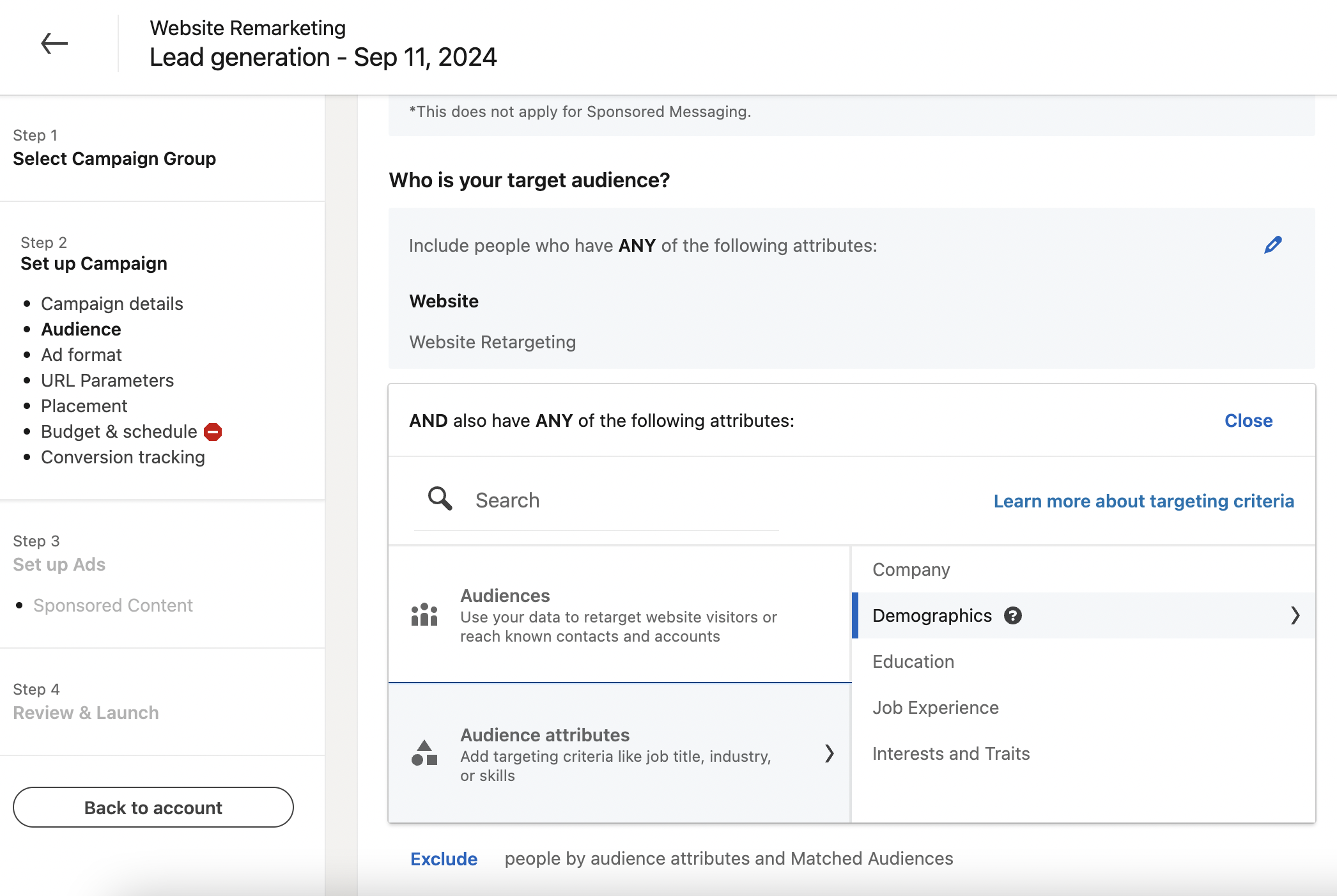 LinkedIn Ads retargeting with audience layering